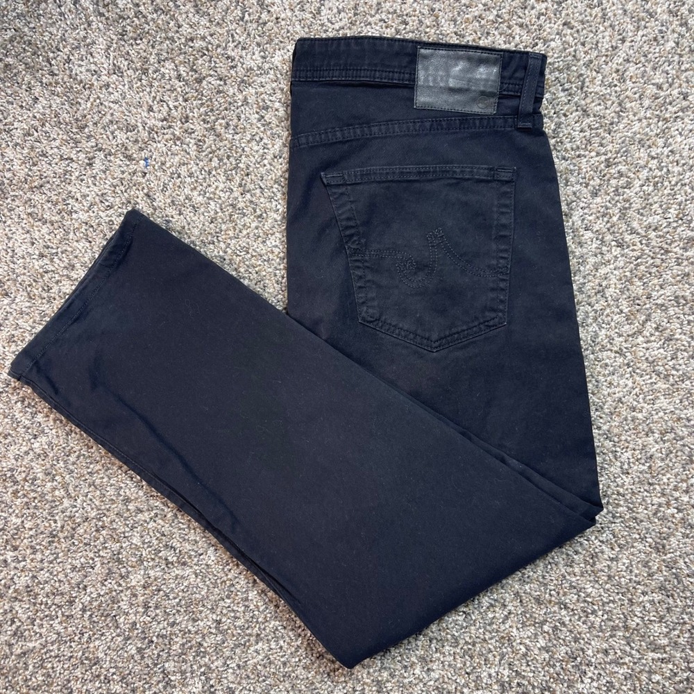 AG Adriano Goldschmied Men's 35x28 The Matchbox Slim‎ Straight Black Jeans